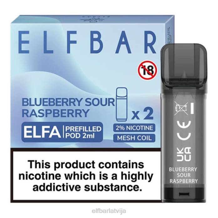 elfbar elfa pildīta pāksts - 2 ml - 20 mg (2 iepakojumi) 8L4F114 melleņu skāba avene