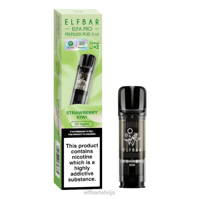 elfbar elfa pro pildītas pākstis - 20mg - 2pk 8L4F80 zemeņu kivi