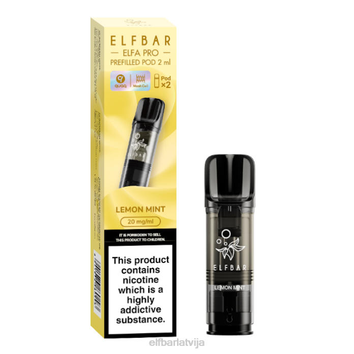 elfbar elfa pro pildītas pākstis - 20mg - 2pk 8L4F82 citronu piparmētra