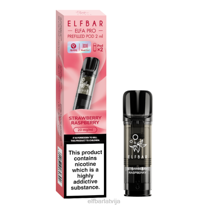 elfbar elfa pro pildītas pākstis - 20mg - 2pk 8L4F83 zemeņu avenes