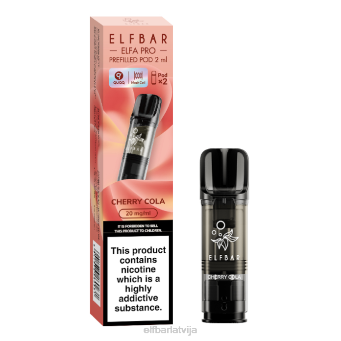 elfbar elfa pro pildītas pākstis - 20mg - 2pk 8L4F84 ķiršu kola