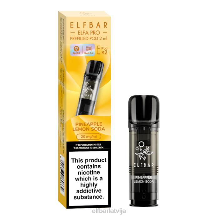 elfbar elfa pro pildītas pākstis - 20mg - 2pk 8L4F96 ananāsu citronu qi