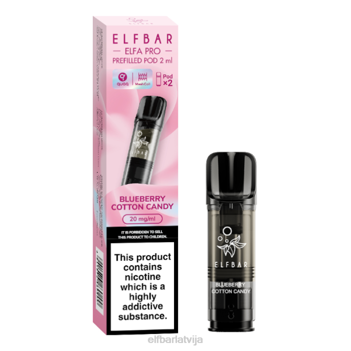 elfbar elfa pro pildītas pākstis - 20mg - 2pk 8L4F97 melleņu mākoņains