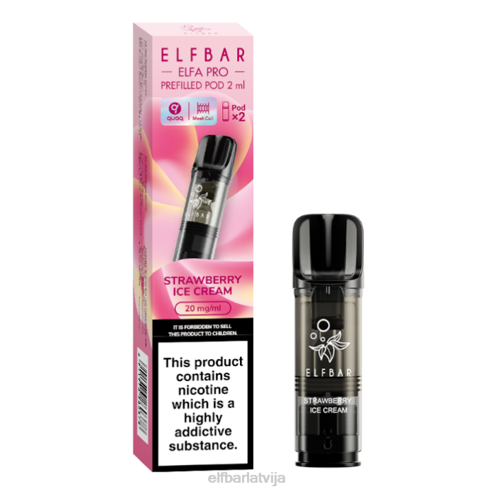 elfbar elfa pro pildītas pākstis - 20mg - 2pk 8L4F99 zemeņu sniegs
