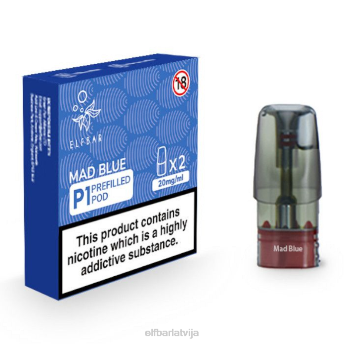 elfbar mate 500 p1 pildītas pākstis - 20mg (2 iepakojumi) mad blue 8L4F160