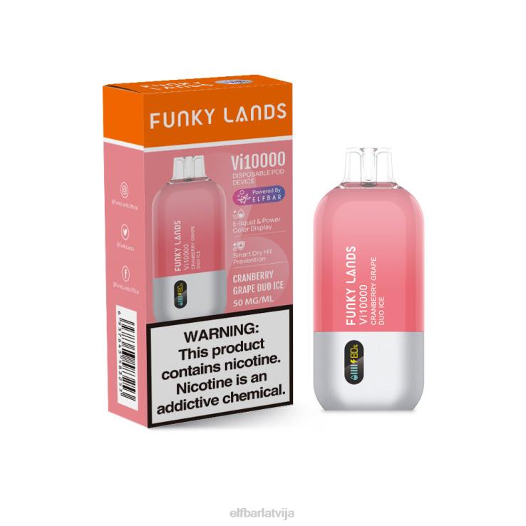 ELFBAR funky lands labākās garšas vienreizējās lietošanas vape vi10000 vīnogu sērija B2NP150 dzērveņu vīnogu duets ledus