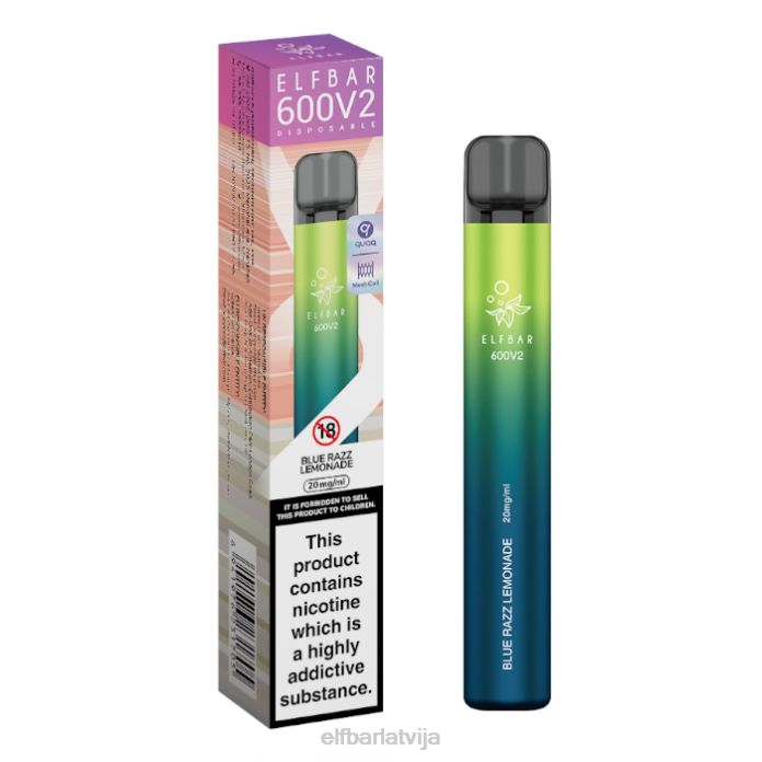 elfbar 600v2 vienreizējās lietošanas vape - 20mg 8L4F13 zilā razz limonāde