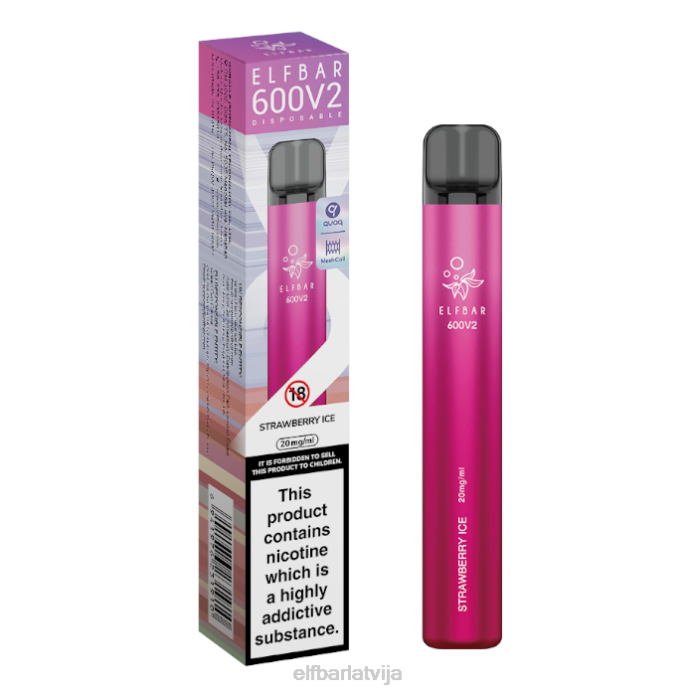 elfbar 600v2 vienreizējās lietošanas vape - 20mg 8L4F14 zemeņu ledus