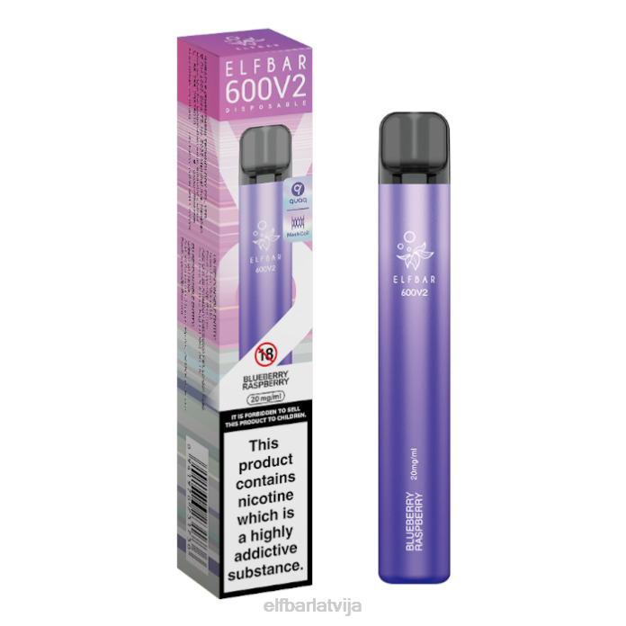 elfbar 600v2 vienreizējās lietošanas vape - 20mg 8L4F16 melleņu avenes