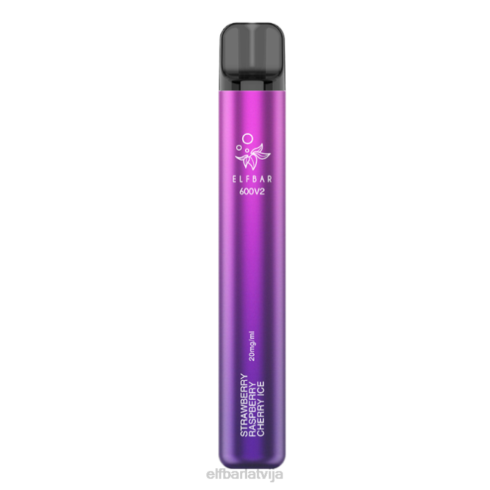 elfbar 600v2 vienreizējās lietošanas vape - 20mg 8L4F18 zemeņu aveņu ķiršu ledus