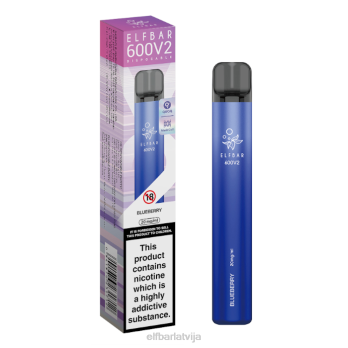 elfbar 600v2 vienreizējās lietošanas vape - 20mg 8L4F1 melleņu