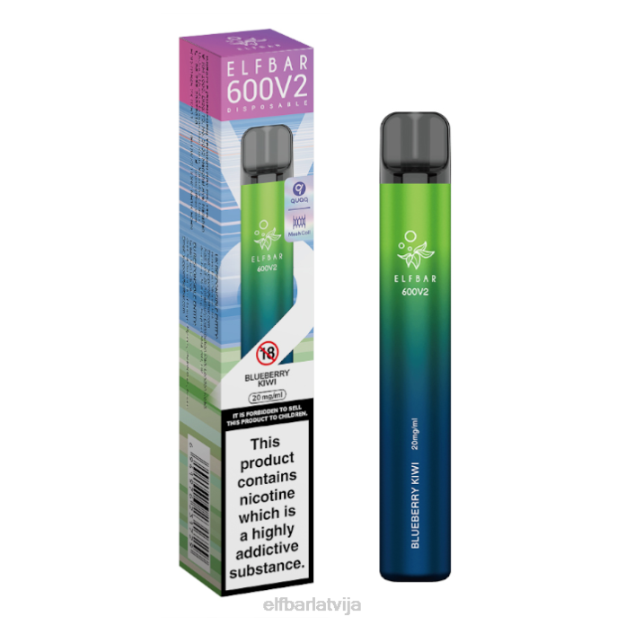 elfbar 600v2 vienreizējās lietošanas vape - 20mg 8L4F23 melleņu kivi