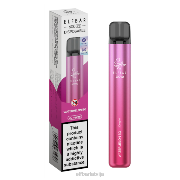 elfbar 600v2 vienreizējās lietošanas vape - 20mg 8L4F27 arbūzs bg