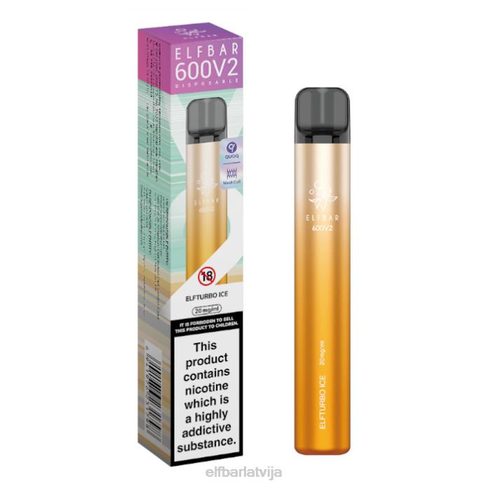 elfbar 600v2 vienreizējās lietošanas vape - 20mg 8L4F28 elfturbo ledus