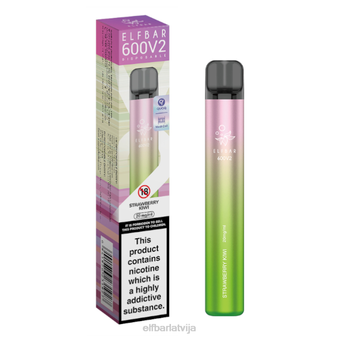 elfbar 600v2 vienreizējās lietošanas vape - 20mg 8L4F3 zemeņu kivi