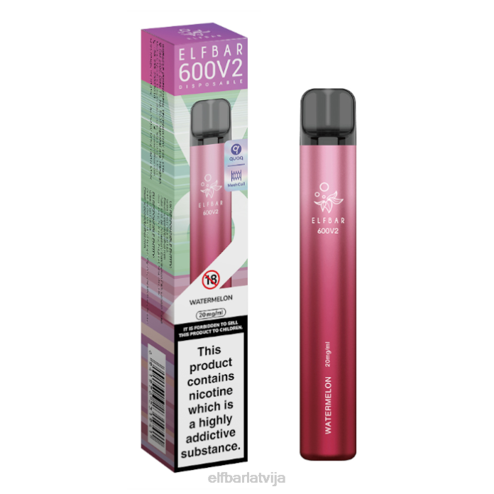 elfbar 600v2 vienreizējās lietošanas vape - 20mg 8L4F4 arbūzs