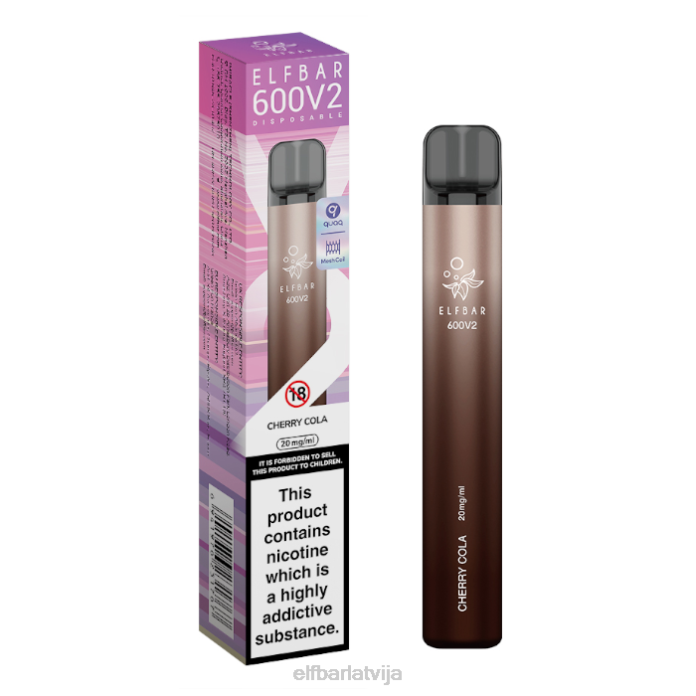 elfbar 600v2 vienreizējās lietošanas vape - 20mg 8L4F8 ķiršu kola