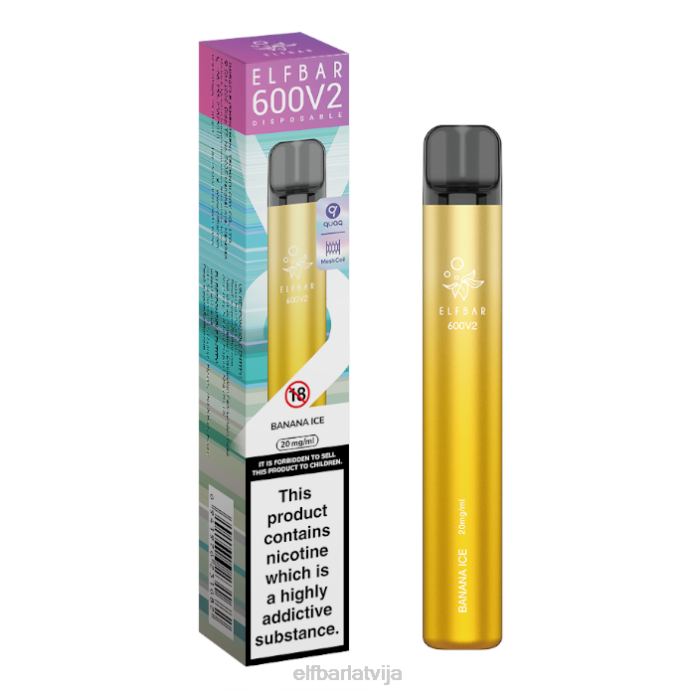 elfbar 600v2 vienreizējās lietošanas vape - 20mg 8L4F9 banānu ledus